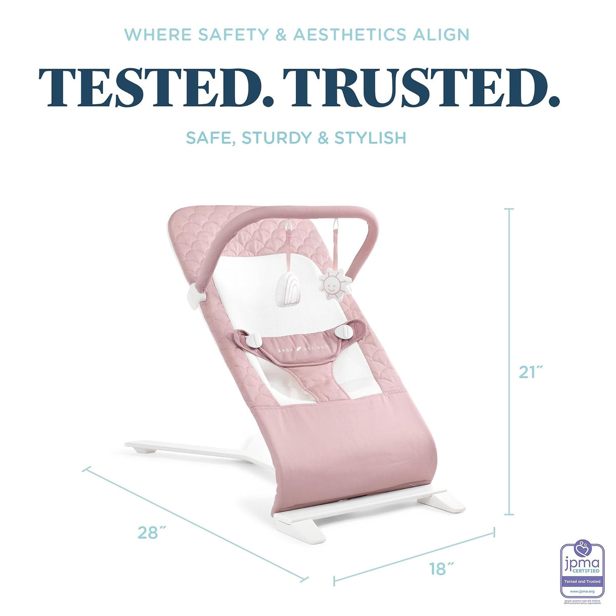 Baby Delight Alpine Deluxe - Gorila portátil para bebé, 0-6 meses, tela de algodón orgánico 100% certificado GOTS, rosa orgánica