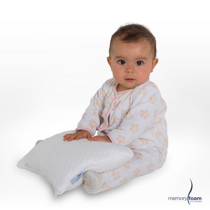 Memory Foam Baby | Almohada de Bebé Cómoda y Segura - Firmeza Media – Blanco – 24x38x10 cm – Hecha