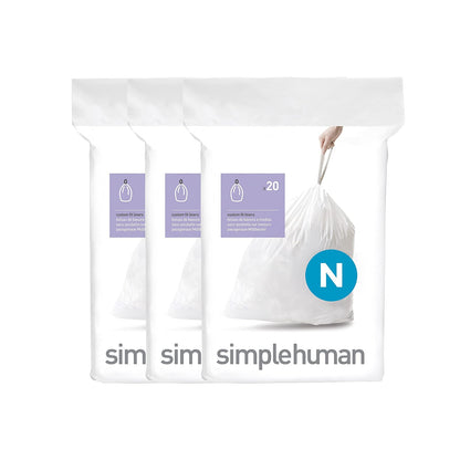 simplehuman Bolsas de Basura a la Medida Paquete de 60 - 60 bolsas - código N