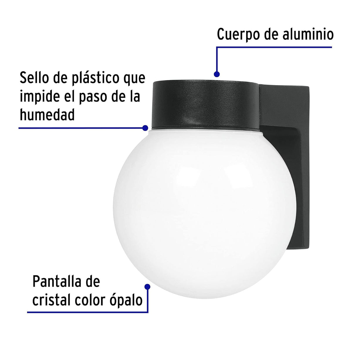 Volteck Lait ARB-001S, Arbotante tipo globo, 1XE26