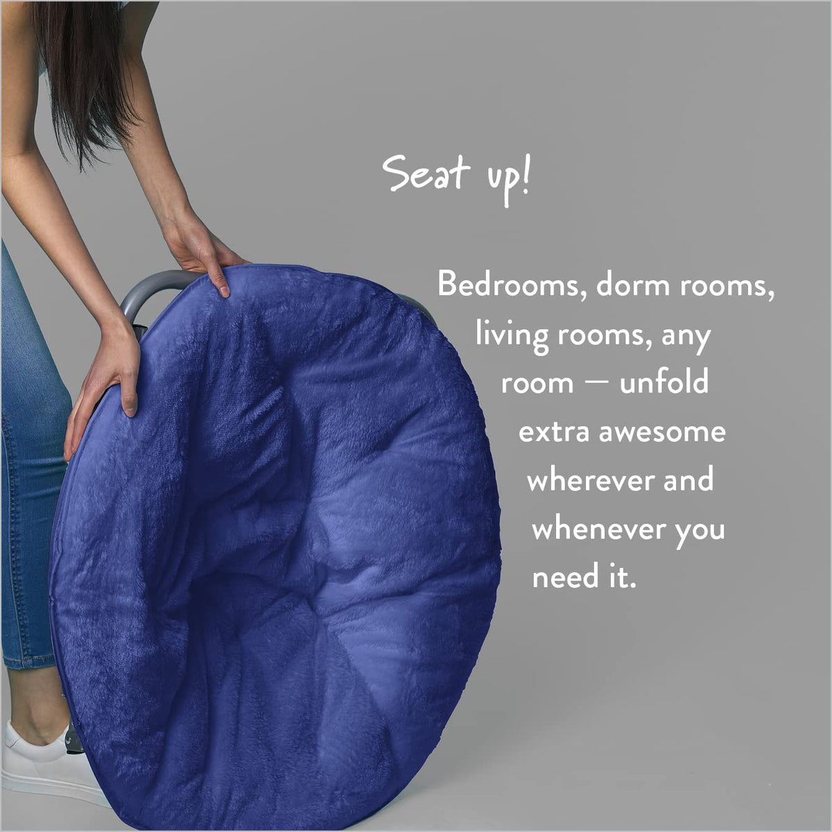 Urban Lifestyle Silla de Piel Sintética Azul | Marco de metal, plegable, 27.5 x 30 x 29 in, carga máx. 220 lb, para leer, ver TV, relajarse