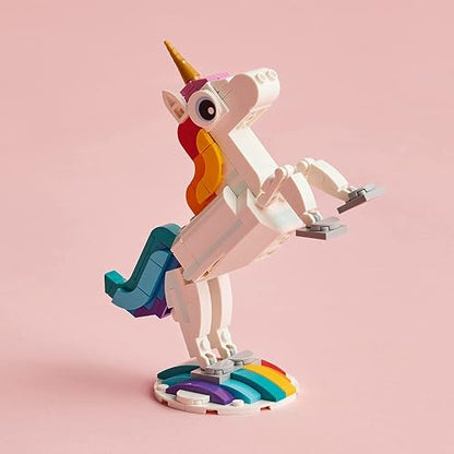 LEGO Creator 3 en 1 Unicornio Mágico - Juguetes de Construcción para Niñas y Niños, Años 7+ - Construir un Unicornio, Caballito de Mar o un Pavorreal - Regalo para Cumpleaños - 31140