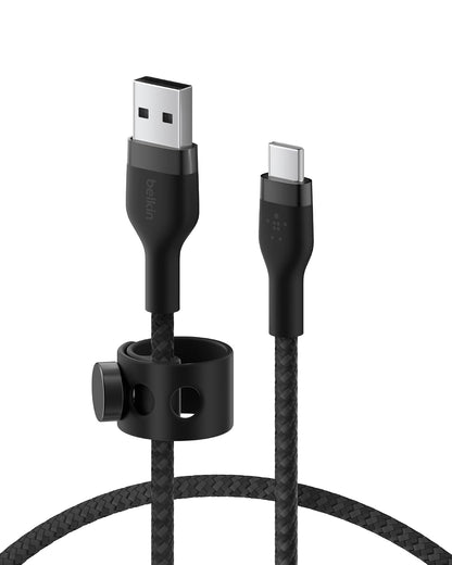 Belkin BoostCharge Pro Flex Cable trenzado USB-C a USB-A (1 M/3.3 pies), cable tipo C a A Cable de carga rápida con certificación USB-C USB-IF para iPhone 16 Series, iPad Pro, Galaxy S24, Note, Pixel