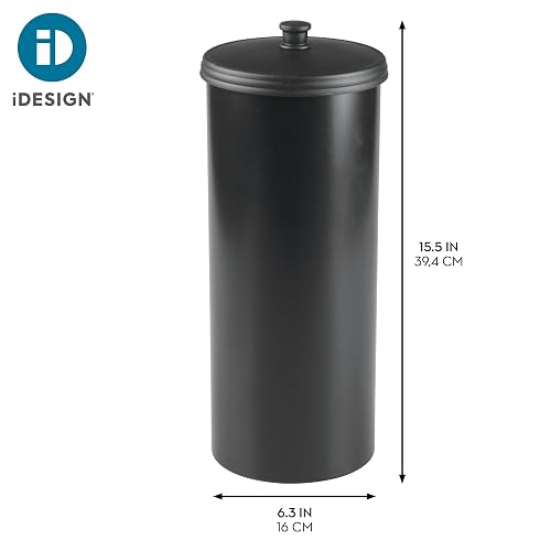 InterDesign 93397 Kent Free Standing Toilet Paper Holder Spare Roll Storage for Bathroom, Black
