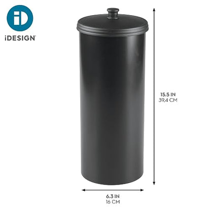 InterDesign 93397 Kent Free Standing Toilet Paper Holder Spare Roll Storage for Bathroom, Black