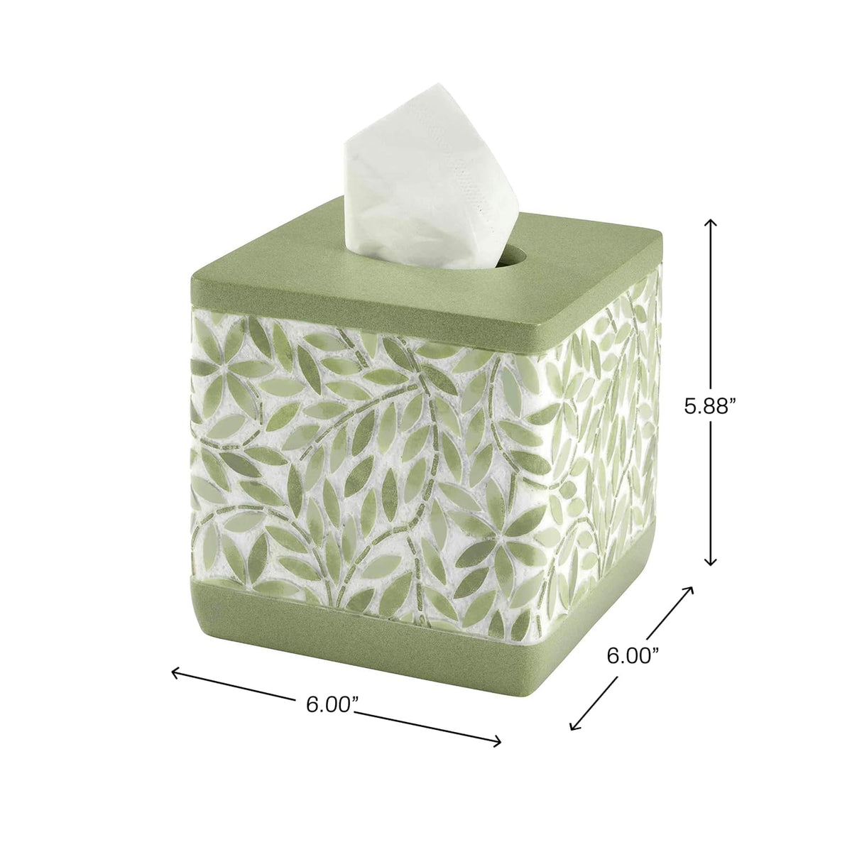 Avanti Linens - Funda para Caja de pañuelos, Accesorios de Resina para encimeras, artículos Esenciales para baño de Invitados (colección Stratford, Verde)
