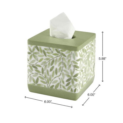 Avanti Linens - Funda para Caja de pañuelos, Accesorios de Resina para encimeras, artículos Esenciales para baño de Invitados (colección Stratford, Verde)