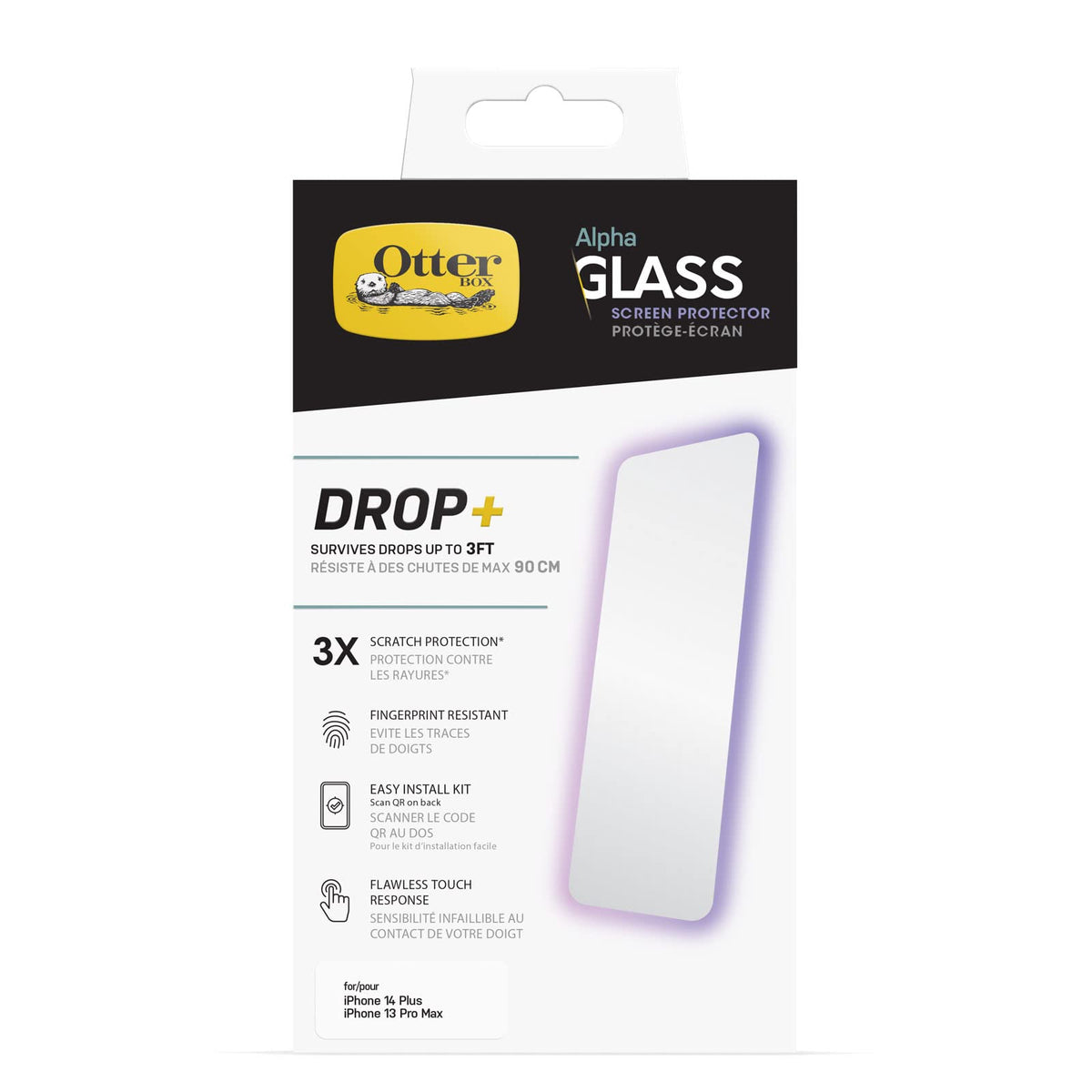 OtterBox ALPHA GLASS SERIES ANTIMICROBIAL Protector de Pantalla para iPhone 14 Plus