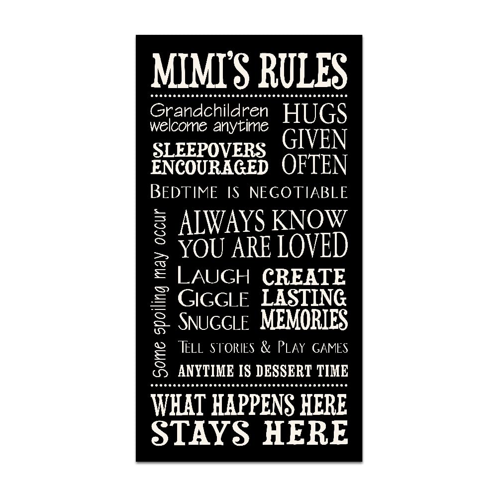 My Word! Mimi's Rules - Señal Decorativa, Color Negro con Letras en Crema, 21.6x16