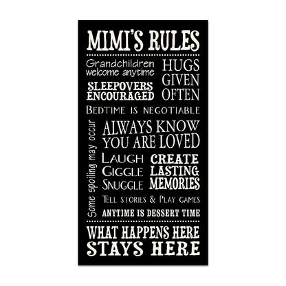 My Word! Mimi's Rules - Señal Decorativa, Color Negro con Letras en Crema, 21.6x16