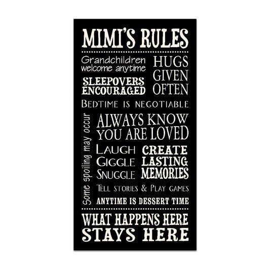 My Word! Mimi's Rules - Señal Decorativa, Color Negro con Letras en Crema, 21.6x16
