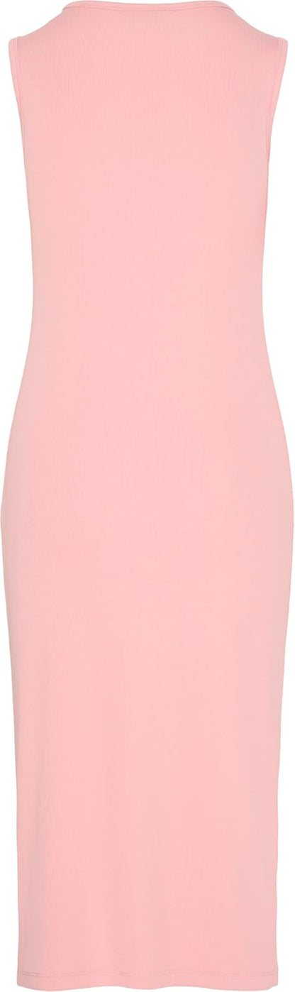 Calvin Klein SL Woven Label 2X2 Baby Rib Maxi Dress Vestido Mujer