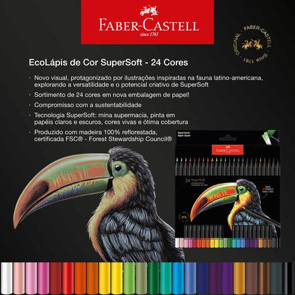 Lapices de Colores Faber-Castell SuperSoft Estuche con 24 Colores