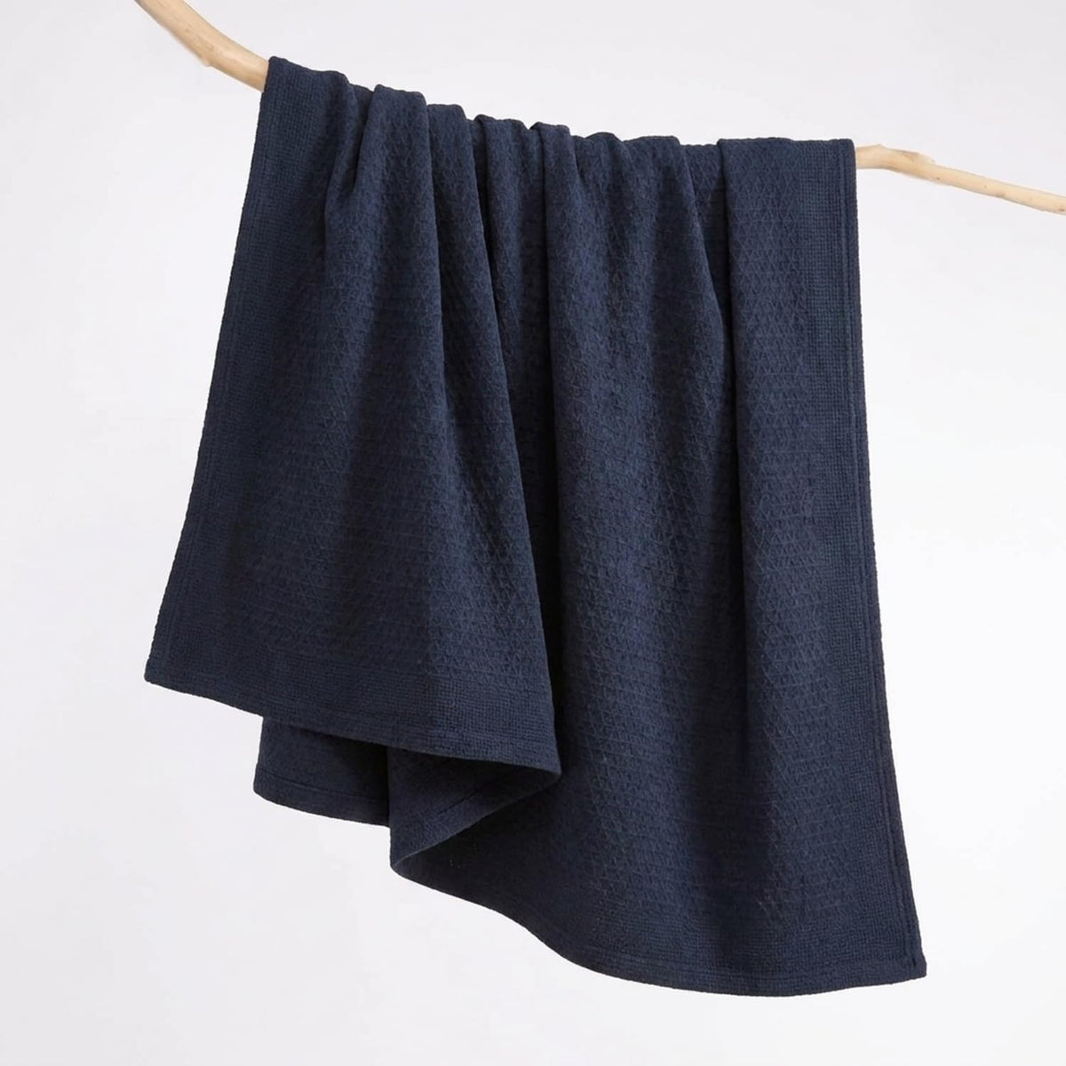 Nautica Baird Navy Cotton Blanket, Full/Queen