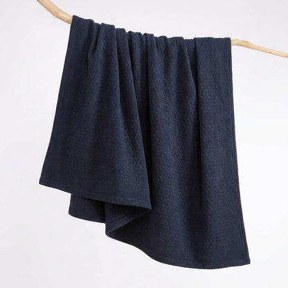 Nautica Baird Navy Cotton Blanket, Full/Queen