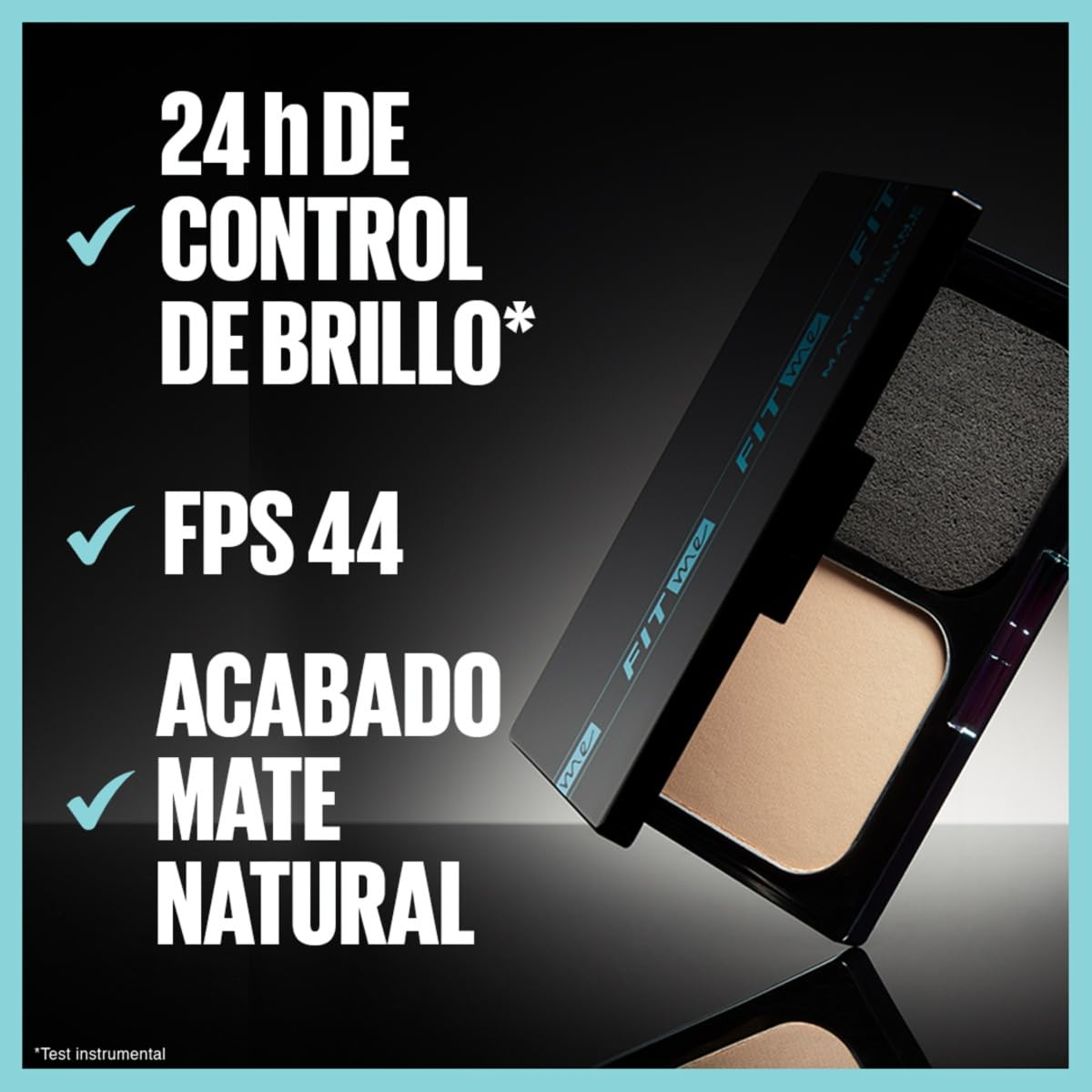 Maybelline Base de Maquillaje en Polvo Fit Me, Light Beige 118, 9 gr, controla brillo por 24h, con protector solar, resistente al agua, sudor y humedad
