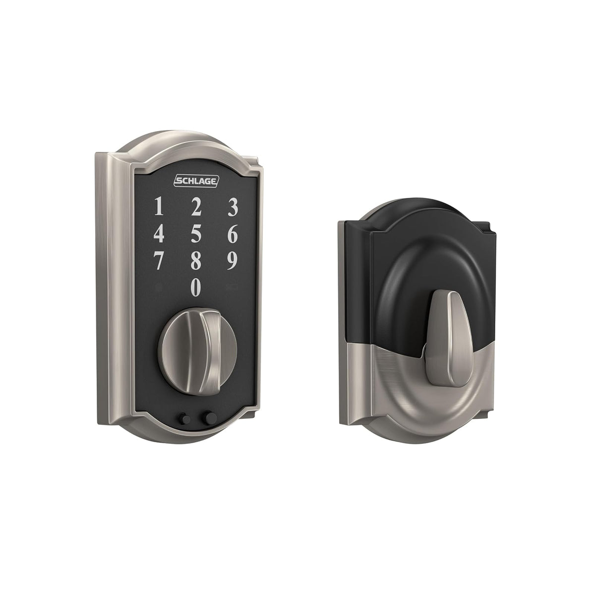 Schlage Cerradura Touch con Pantalla Táctil, Varios Acabados - Camelot - Niquel Satinado