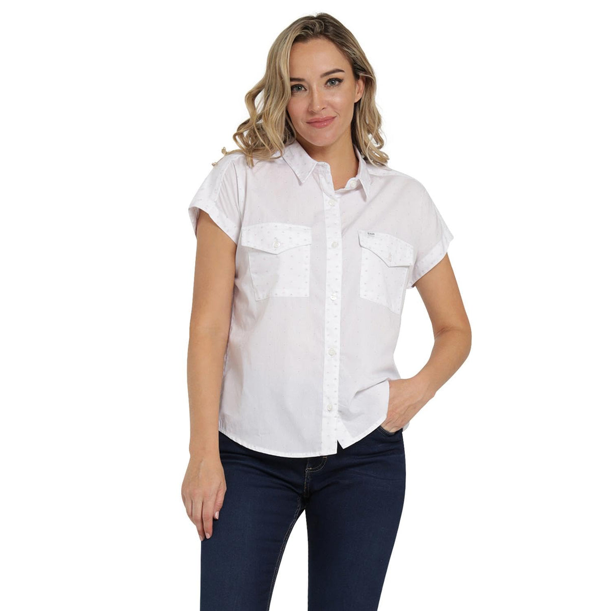 Lee camisa de algodón con botones para mujer - XXL - Blanco