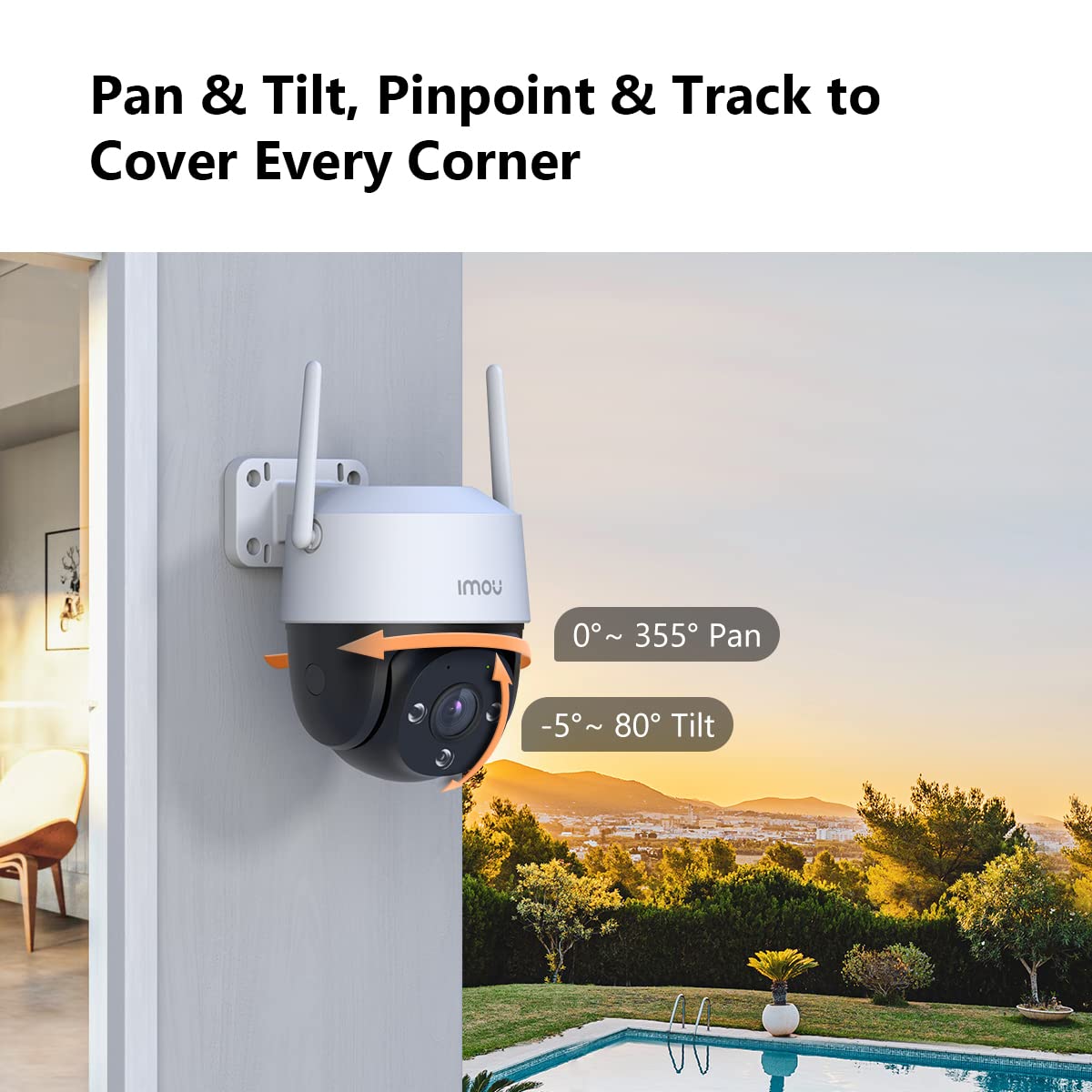 Imou Cruiser SE+ 4MP Cámara Vigilancia WiFi Exterior con Visión Nocturna en Color, IP66 Cobertura Visual de 360​​°, Sirena y Luz Blanca/Detección de Humanos/Audio bidireccional/Ranura MicroSD