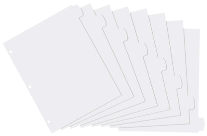 AVERY 16371 - Separadores de plástico resistente con 8 pestañas para carpetas de 3 anillas, color blanco, 1 juego