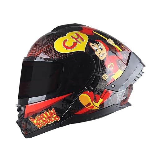Casco Modular - Chapulin - Visor Anti Baho Motocicleta Marca Edge - Visor Doble ANTIVAHO Certificado Dot Moto - Cascos Motocross Pegatina Pegatinas Protector Mujer Hombre
