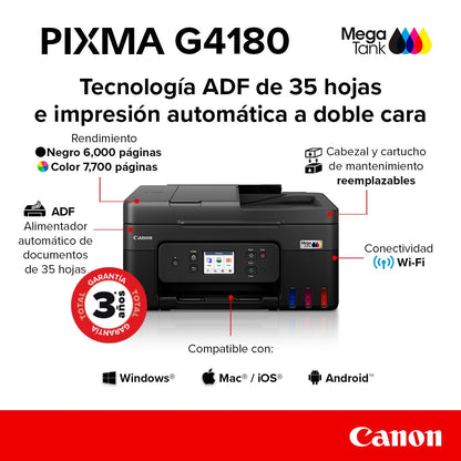 Canon Impresora Multifuncional Wi-Fi G4180 con ADF y Fax, impresión automática a Doble Cara
