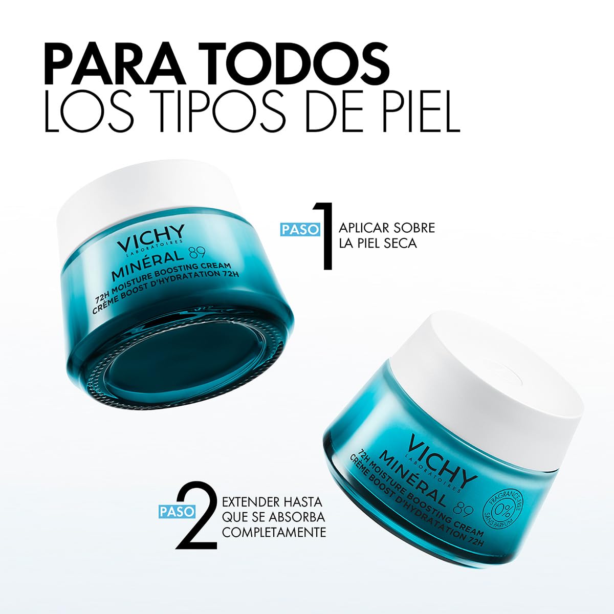 Vichy Minéral 89 Crema Hidratante Facial para Todo Tipo de Piel 50ml | Fortalece la Barrera Cutánea, Proporciona hasta 72h de Hidratación Intensa, con Ácido Hialurónico
