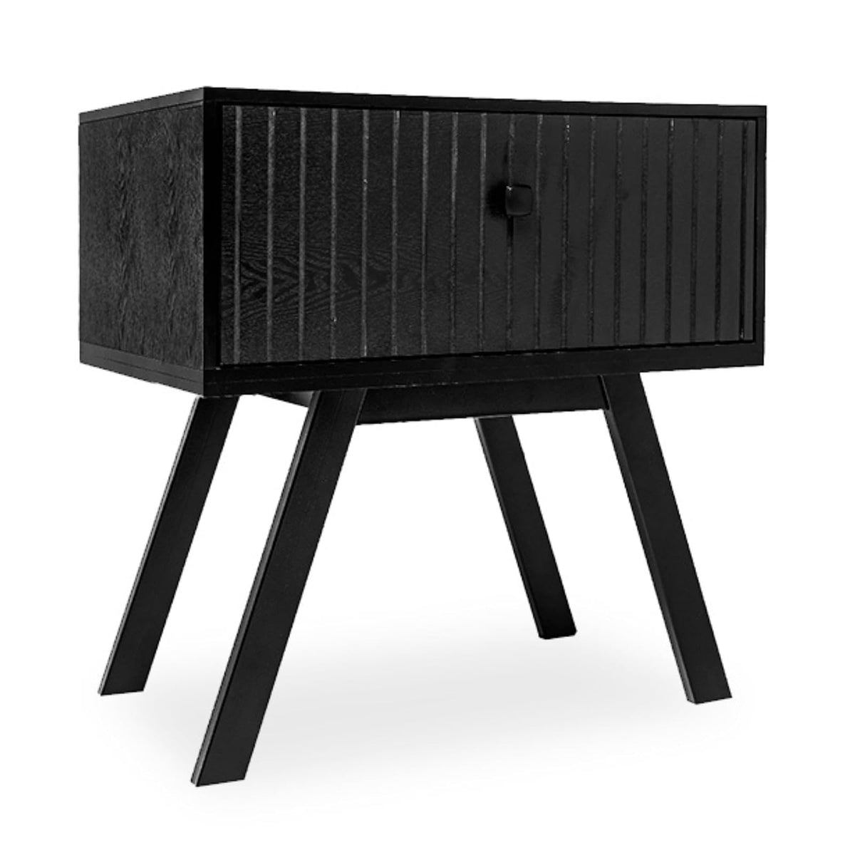 Sochic Buró Negro con 1 Cajón con Diseño en Líneas Verticales y Estructura de Madera MDF.