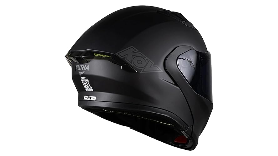 KOV Casco Furia Negro Mate Lente Interno ABATIBLE para Moto Certificado Dot