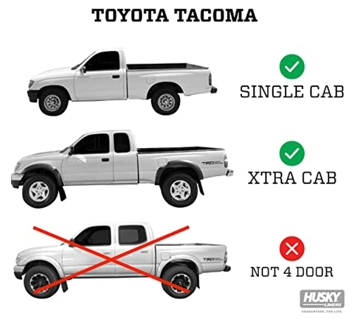 Husky Liners - Alfombrillas de Estilo clásico | Se Adapta a Toyota Tacoma 1995-2004 y Cabina de Acceso Solo | Fila Delantera, 2 Unidades, Color Negro - 35111