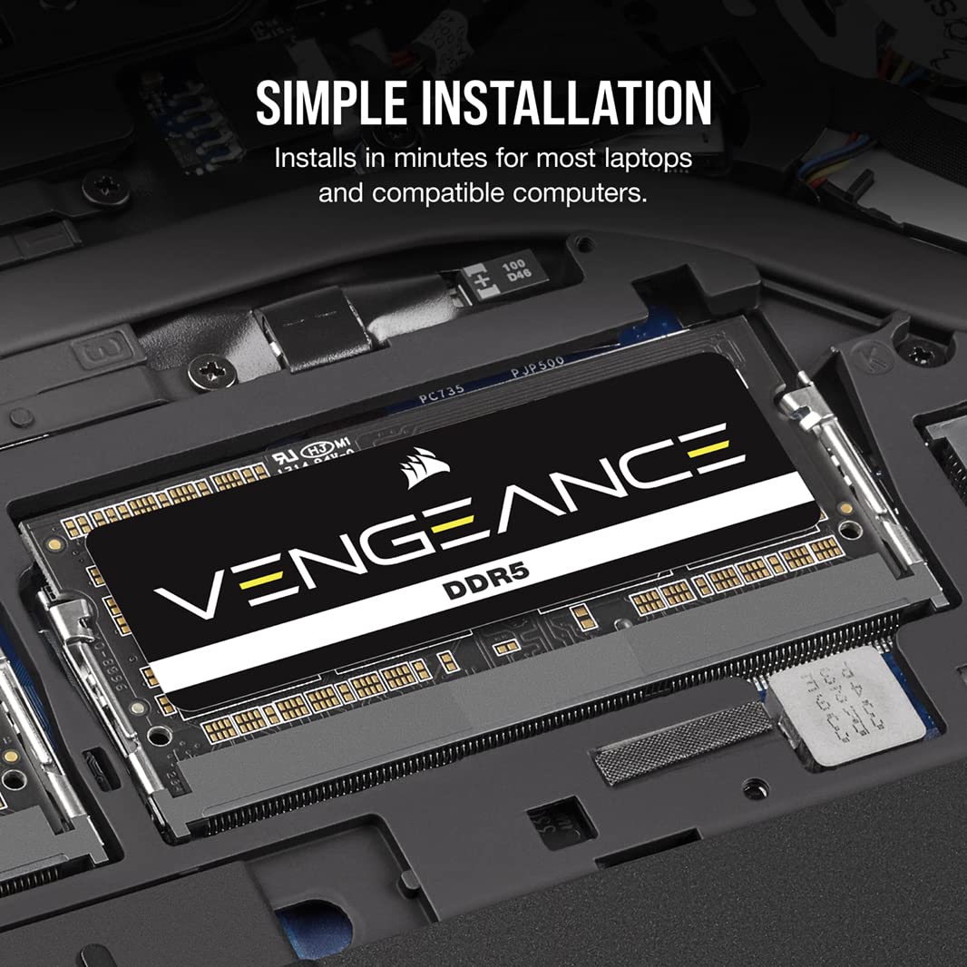 Corsair Vengeance SODIMM DDR5 RAM 16GB (1x16GB) 5600MHz CL48-48-48-90 1.10V Intel XMP 3.0 Memoria del Portátil – Negro (CMSX16GX5M1A5600C48)