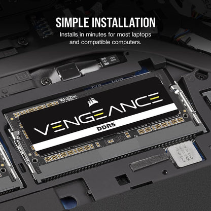 Corsair Vengeance SODIMM DDR5 RAM 16GB (1x16GB) 5600MHz CL48-48-48-90 1.10V Intel XMP 3.0 Memoria del Portátil – Negro (CMSX16GX5M1A5600C48)