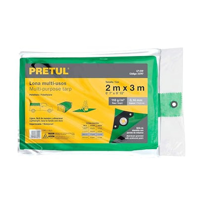 Pretul LP-23V, Lona 2 x 3 m, Verde, protección Ultravioleta, Paquete con 1 Pieza