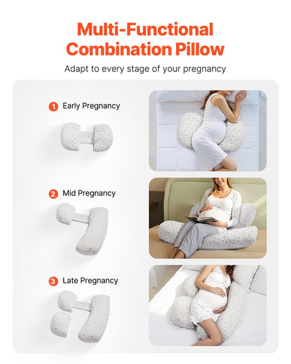 VEVOR - Almohadas de Embarazo para Dormir, Almohada de Maternidad Ajustable para Mujeres Embarazadas, Almohada Corporal Suave para Embarazo con Funda extraíble y Lavable para Soporte de Espalda
