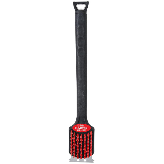 Kingsford Grill Tools - Cepillo para Polvo de Limpieza de 17 Pulgadas con raspador de Acero Inoxidable, cerdas de Nailon, abrebotellas y Mango de Goma Antideslizante, Cepillo para Polvo clásico para