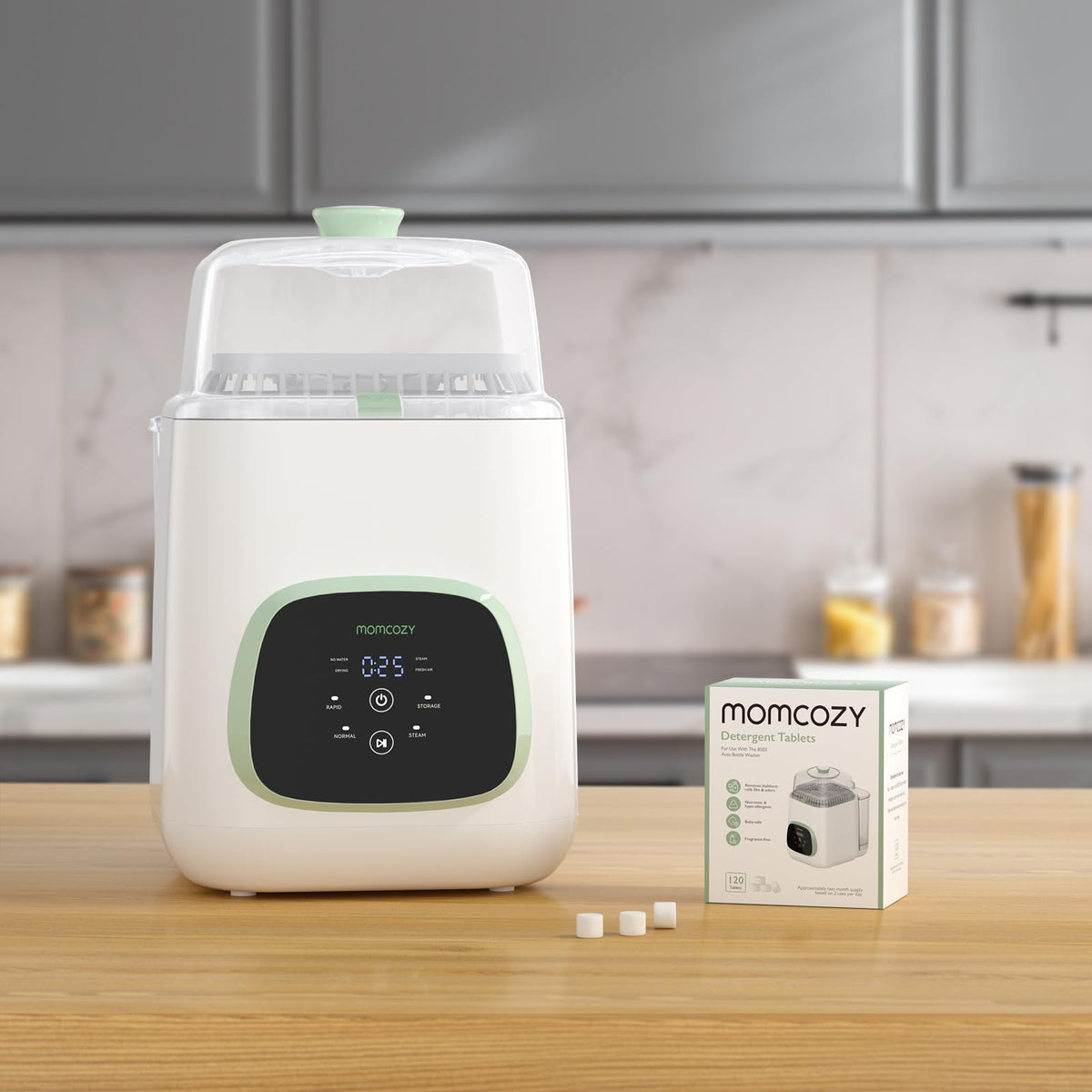 Momcozy Bloque de Lavado Oficial para Lavadora de Biberones KleanPal Pro, 120 Tabletas de Detergente