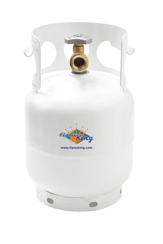 FLAME KING YSN5LB - Cilindro de tanque de propano de 5 libras, ideal para parrillas portátiles, fogatas, calentadores y terrenos, color blanco