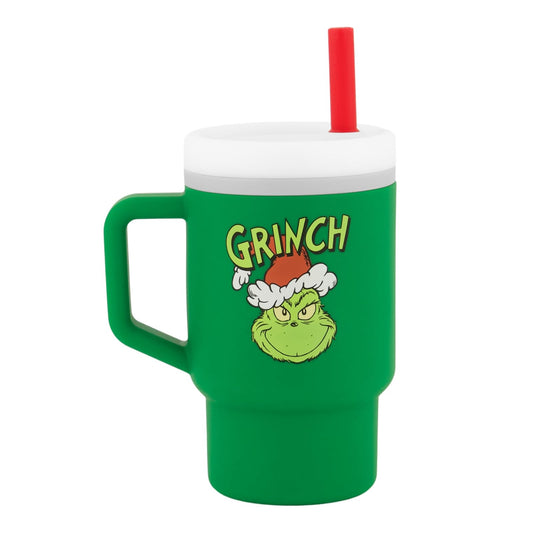Infantino My 1st Tumbler, taza de silicona para beber con popote y asa, taza de bebé resistente a derrames para poner en marcha, botella de transición sin BPA, verde Grinch