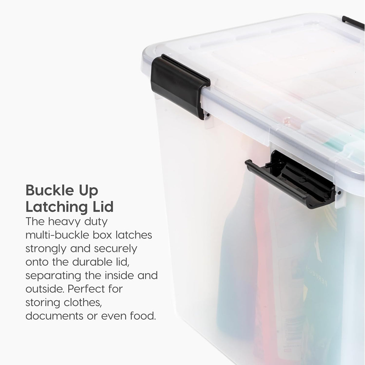IRIS USA Caja WeatherPro para Archivos Carta/Oficio, 32 Qt, 4 Pzas | Protege documentos importantes con resistencia al agua, broches seguros y diseño apilable para hogar u oficina