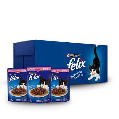 Purina Felix Pouches Gatito Gatitos Comida Pouch 24x85g Carne 2.04E+3 gramo 2.25 kilogramos