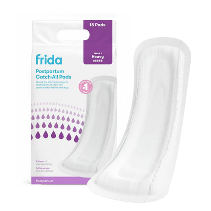 Frida Mom Postpartum Maternity Catch-All Pads for Maximum Absorbancy - 18 ct, White