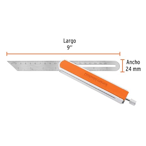 Truper EFT-9X, Escuadra falsa de acero inoxidable, mango de aluminio, 9"