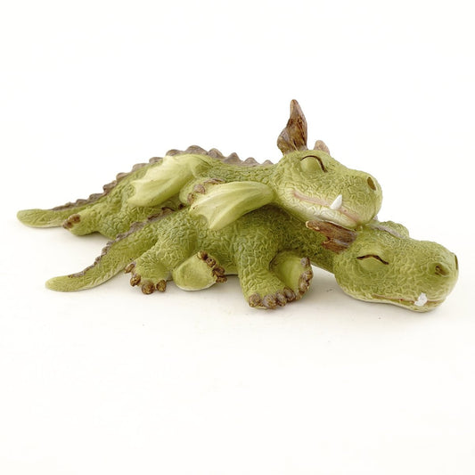 Top Collection Miniatura Figura de jardín de Hadas y terrario Mini Dragones abrazados