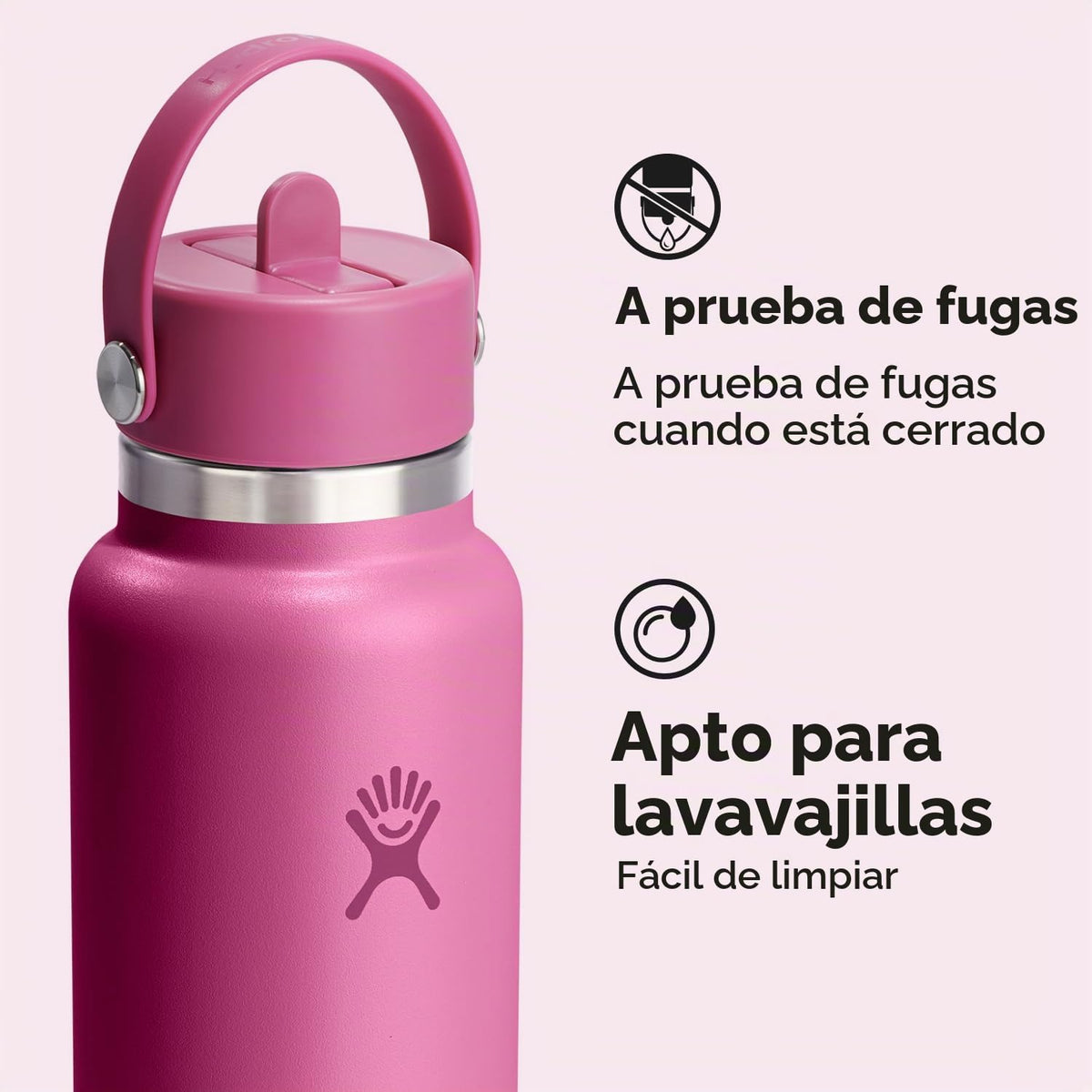 Hydro Flask - Botella de 40 onzas de ancho flexible con tapa de popote – Acero inoxidable aislado, tapa ancha con popote, no derrama, a prueba de fugas en arrecife