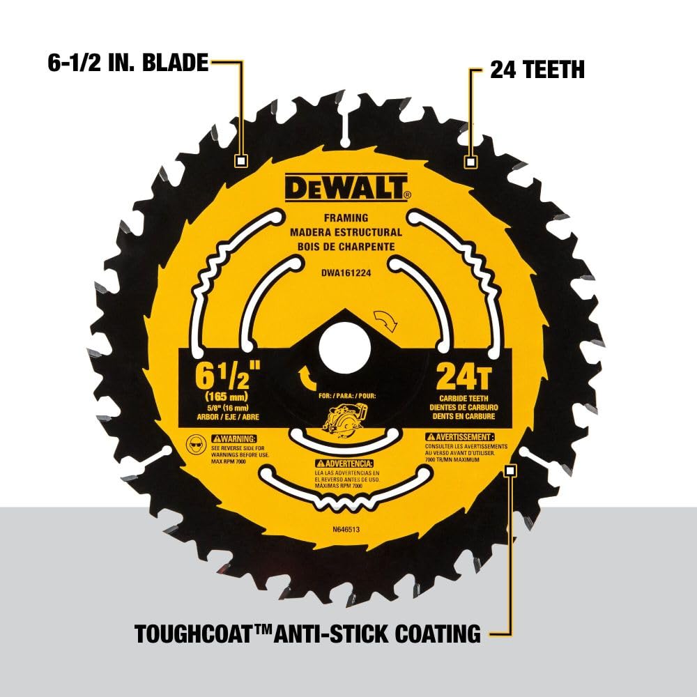 DEWALT DWA161224 Disco de Sierra Circular 6-1/2 pulgadas