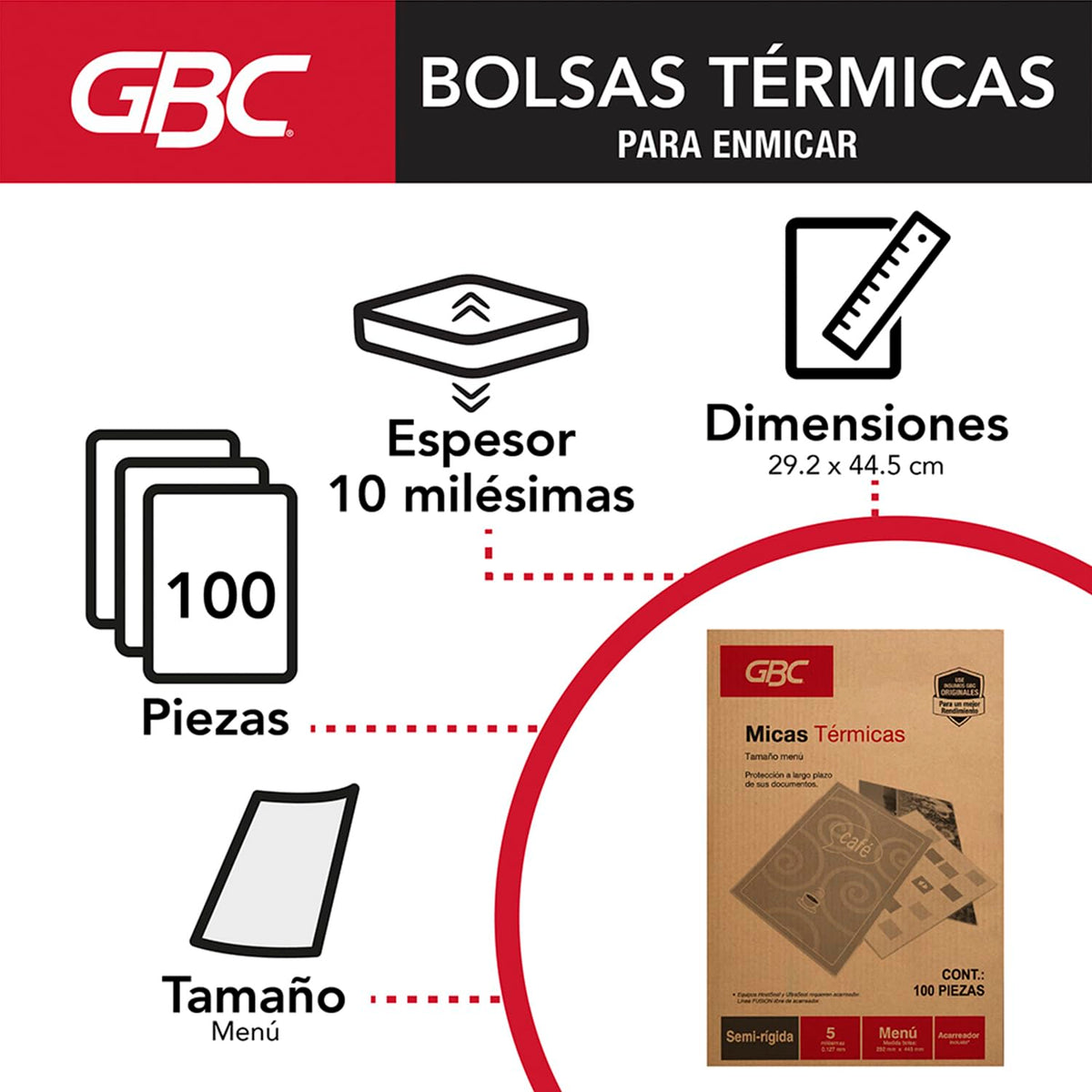 GBC Mica Térmica Semi-Rígida Menú 5 mil 100 piezas