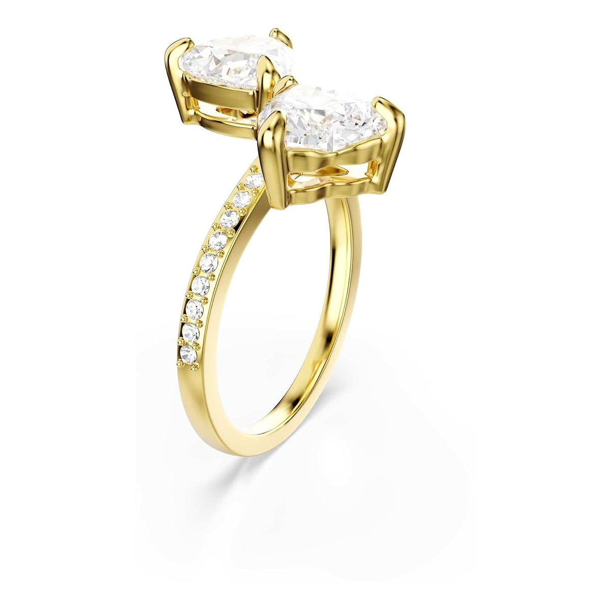 Swarovski Anillo abierto Mesmera Attract, Talla de corazón, Pavé, Corazón, Blanco, Baño tono oro
