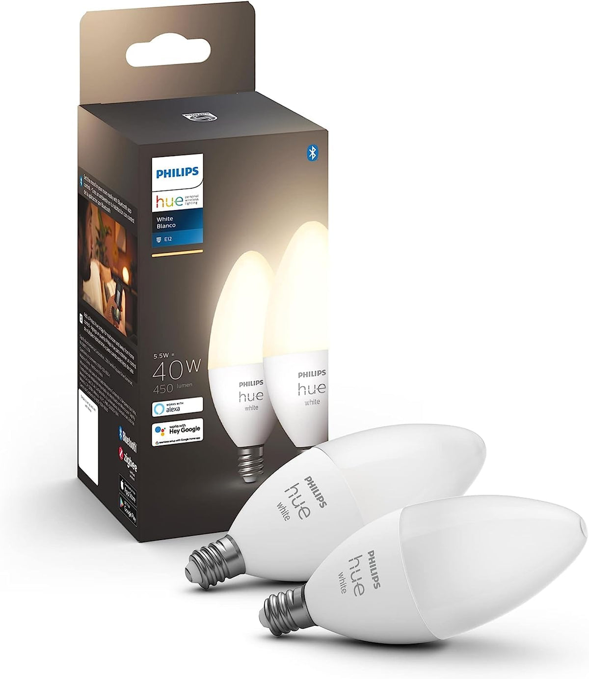 Philips Hue Foco Inteligente A19 White & Color Ambiance 9.5W - Blanco - 2 Unidad (Paquete de 1) - foco inteligente - foco inteligente