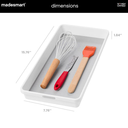 Madesmart - Papelera organizadora con patas antideslizantes (39,4 x 16,8 x 5,3 cm), color blanco con gris