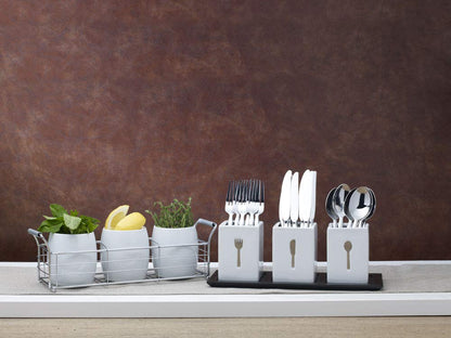 Towle Living 3-Piece Ceramic Caddy with Wood Tray